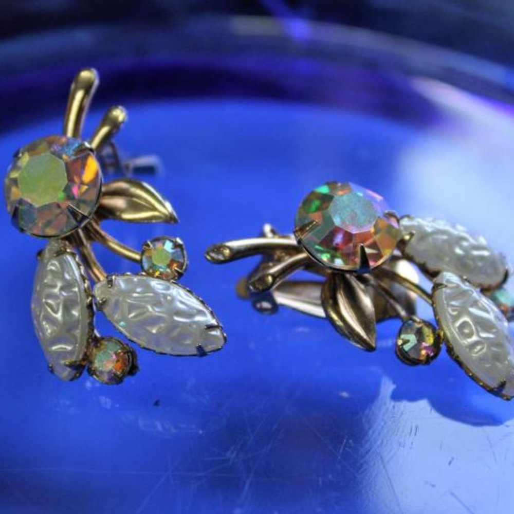 Vintage Rhinestone and Faux Gemstone Clip-on Earri